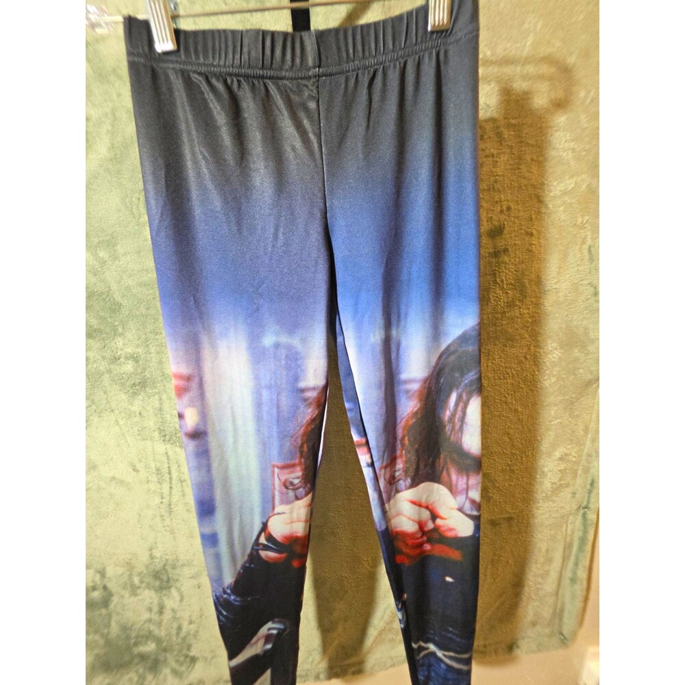 The Crow Eric Draven Movie Graphic Leggings Women's Small Black Stretch Goth